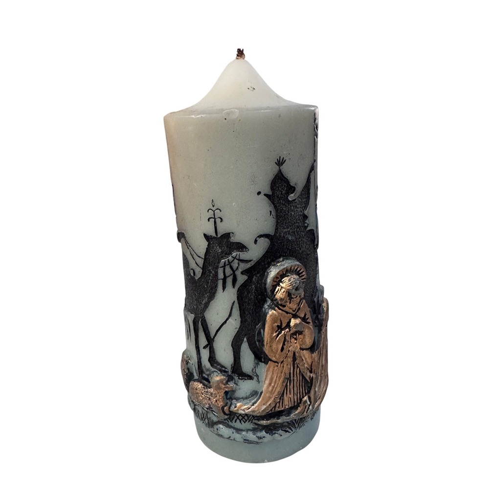 Vintage Nativity Scene Pillar Candle Hershey Chocolat Canada Christmas Religious